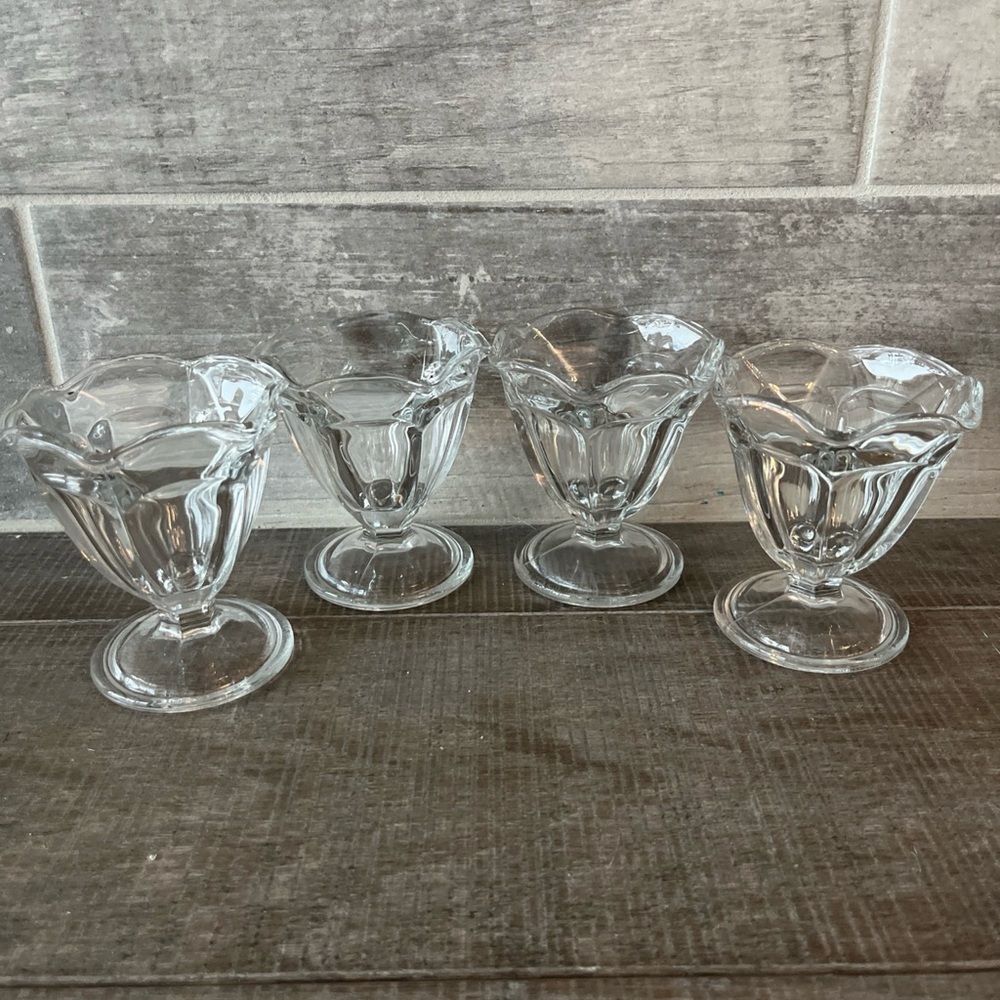 Vintage Glassware Clear Glass Sorbet Ice Cream Dessert Cups 4 Inch Set Of 4